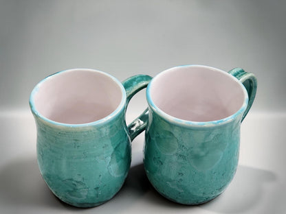 Green crystalline pottery mug handmade in Melbourne by Buxton Pottery