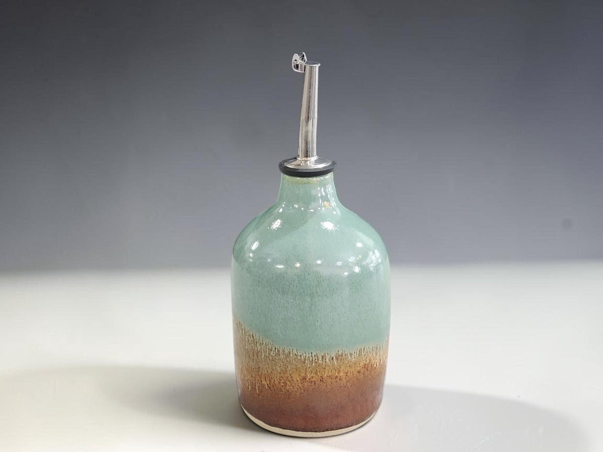 Ceramic Olive Oil Pourer 400ml Handmade Pottery Oil or Vinegar Bottle, Made in Australia