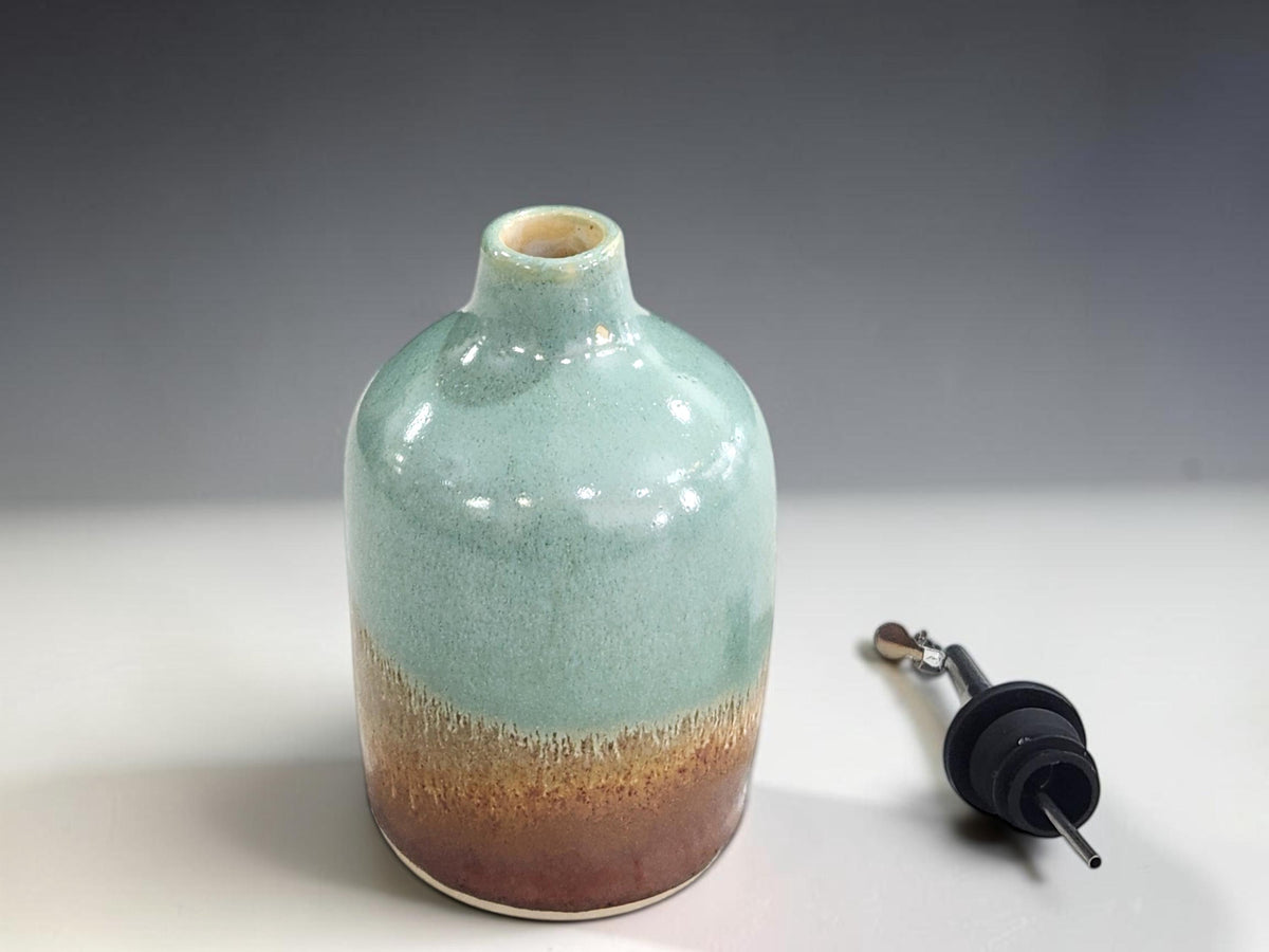 Ceramic Olive Oil Pourer 400ml Handmade Pottery Oil or Vinegar Bottle, Made in Australia