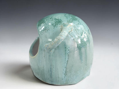 Mottled sea green salt cellar handmade by Buxton Pottery Melbourne
