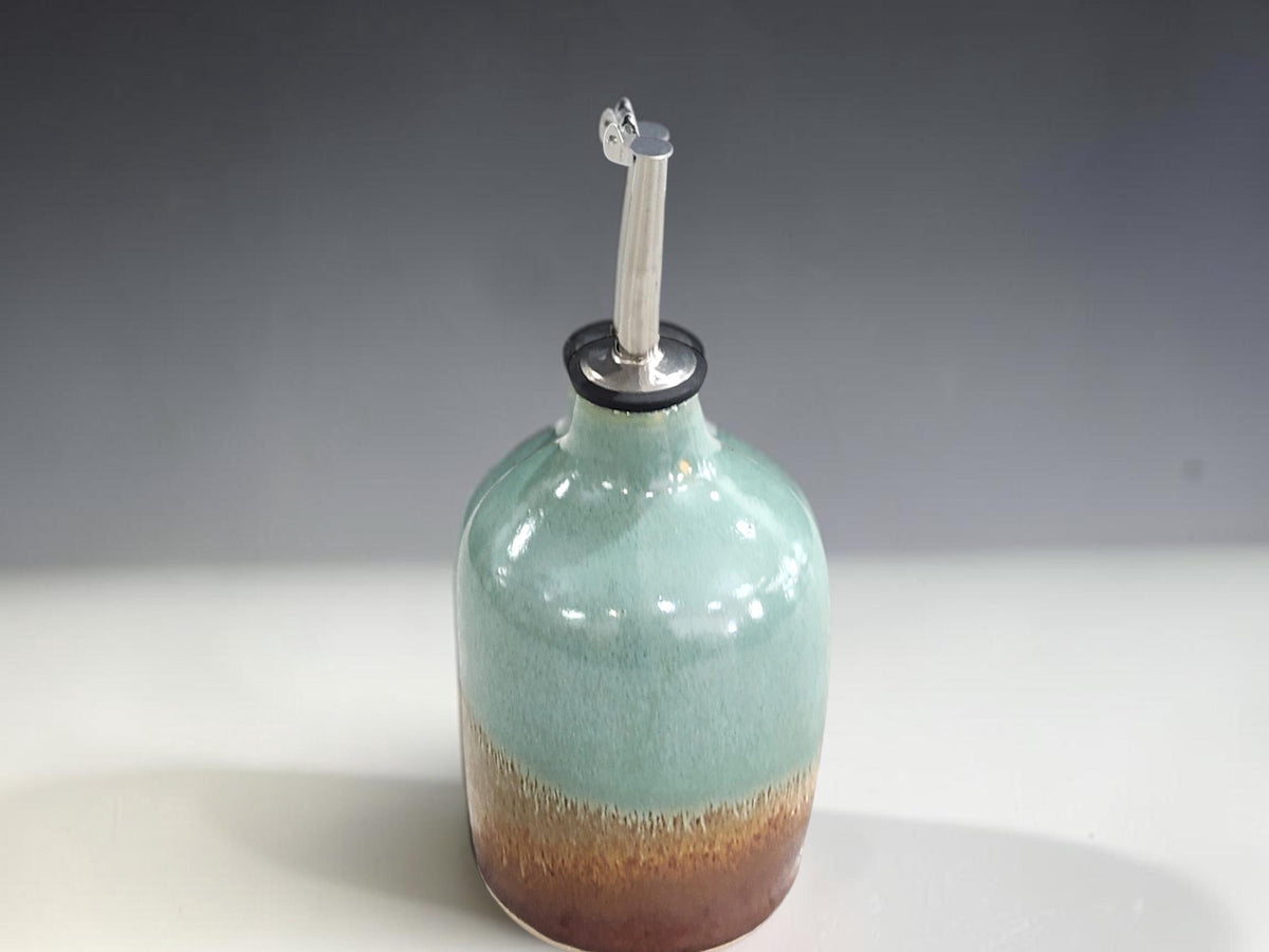 Ceramic Olive Oil Pourer 400ml Handmade Pottery Oil or Vinegar Bottle, Made in Australia