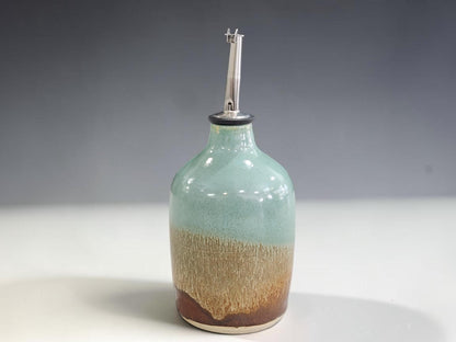 Ceramic Olive Oil Pourer 400ml Handmade Pottery Oil or Vinegar Bottle, Made in Australia