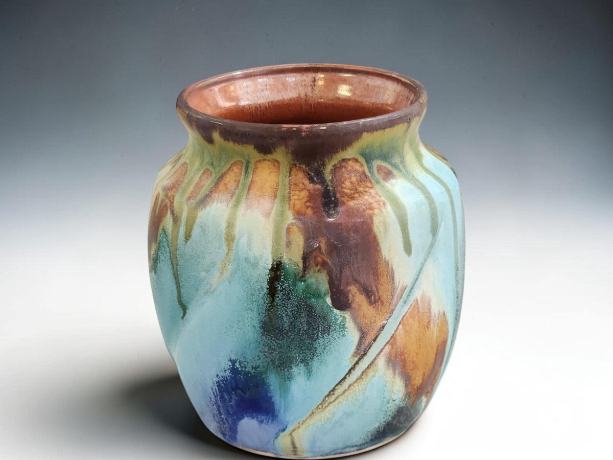 Front view of one-of-a-kind Bush Creek ceramic flower vase