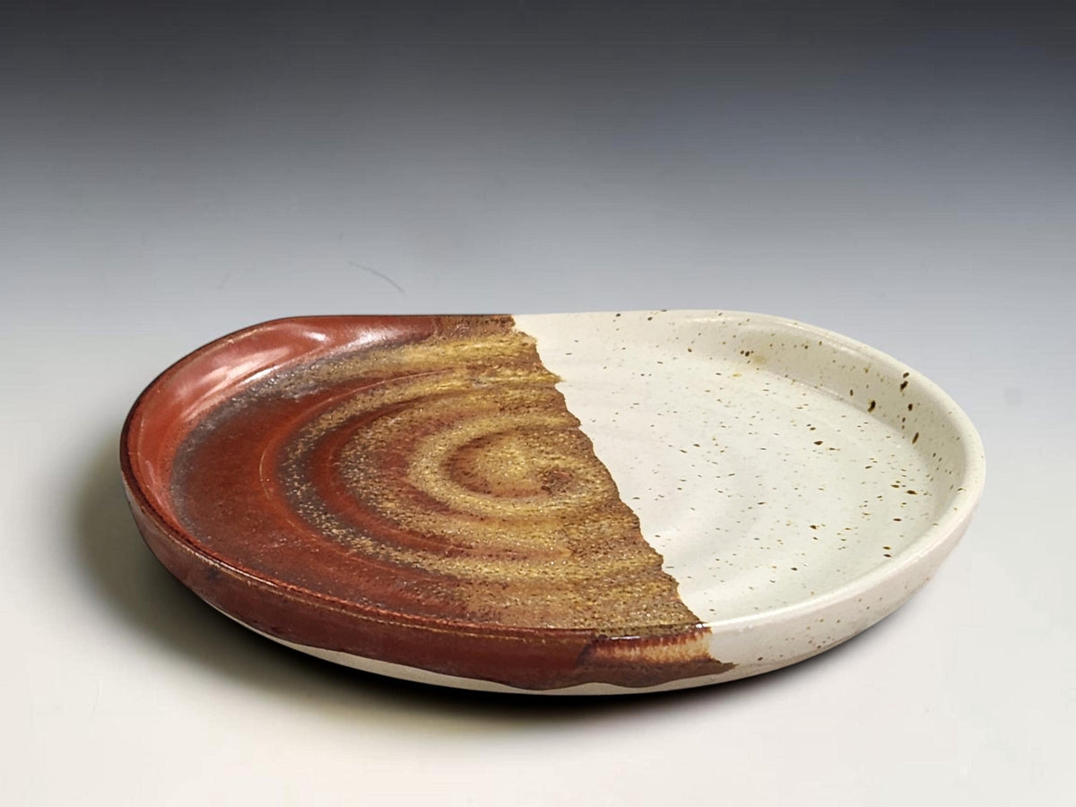 Handmade stoneware spoon rest for large cooking utensils and ladles