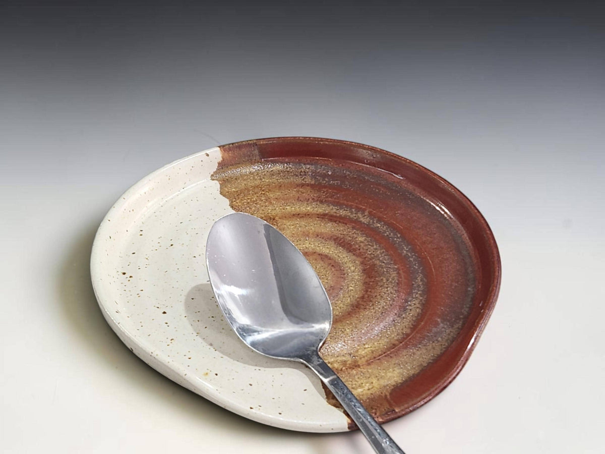 Large 16cm pottery spoon rest for ladles spoons and cooking utensils