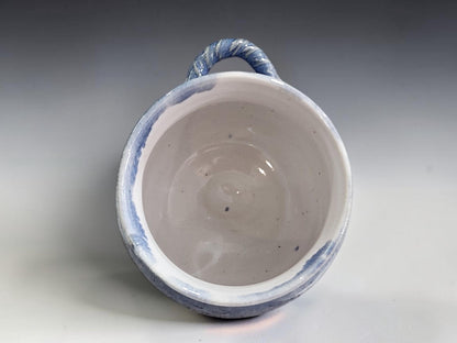 Top view of 7.5 cm opening on handmade ceramic salt cellar
