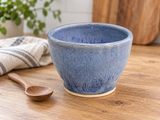 Small Handmade Blue Pottery Bowl | Condiment or trinket dish