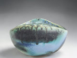 pottery bowl with ash glaze rim rustic wood fired effect ceramics