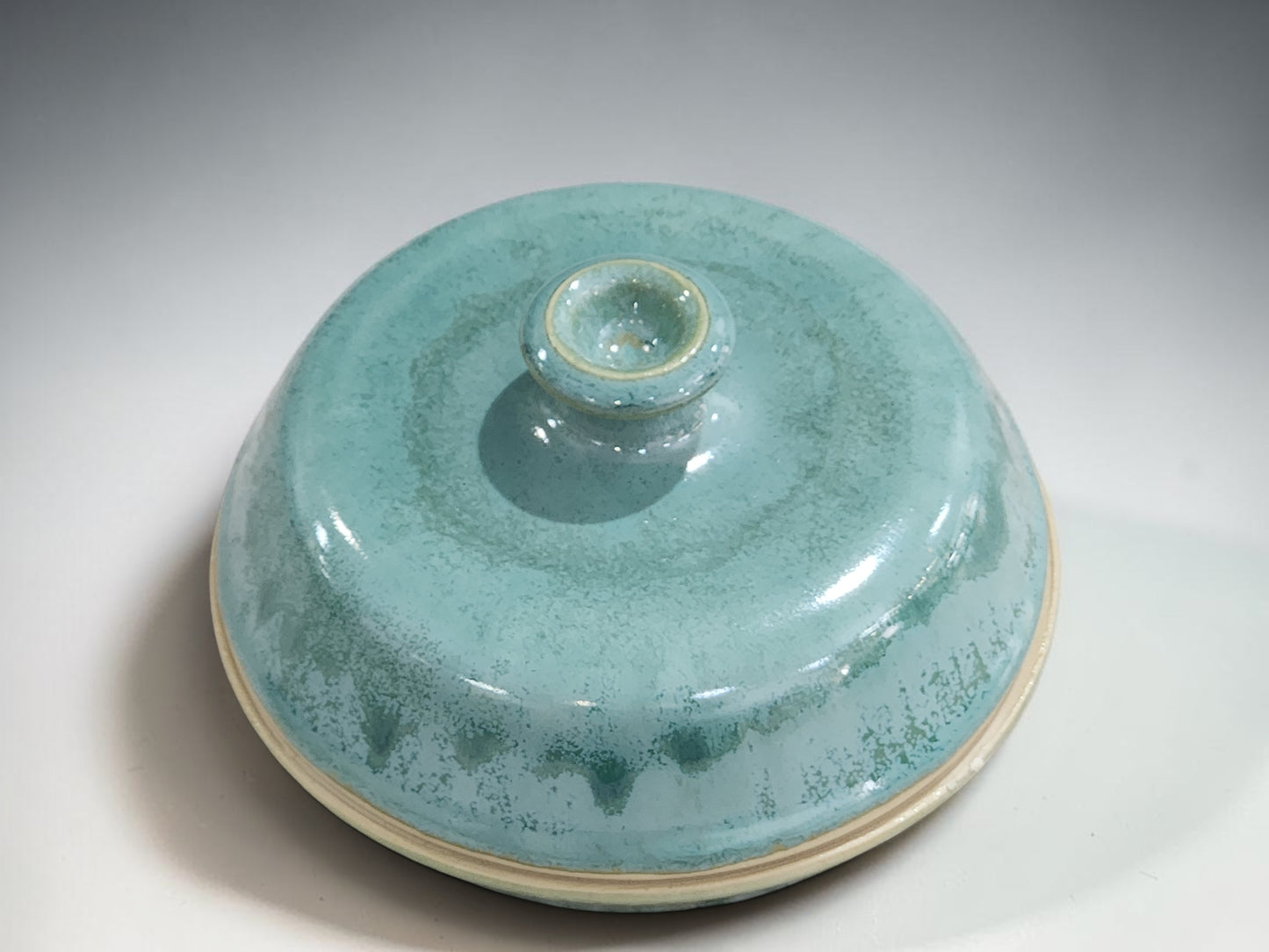 Sage green ceramic lidded bowl handmade pottery serving dish for entertaining