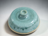 Sage green ceramic lidded bowl handmade pottery serving dish for entertaining