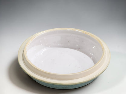 Handmade ceramic butter bowl alternative serving dish in soft sage glaze