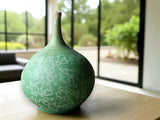 Handmade matte crystalline porcelain vase green