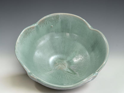 Handmade ceramic serving bowl in soft green glaze, made in Melbourne pottery studio