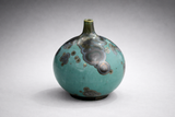 Handmade mini decorative vase galaxy glaze teal ceramic pottery
