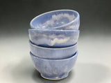 Handmade stoneware cereal bowl set in mottled blue glaze