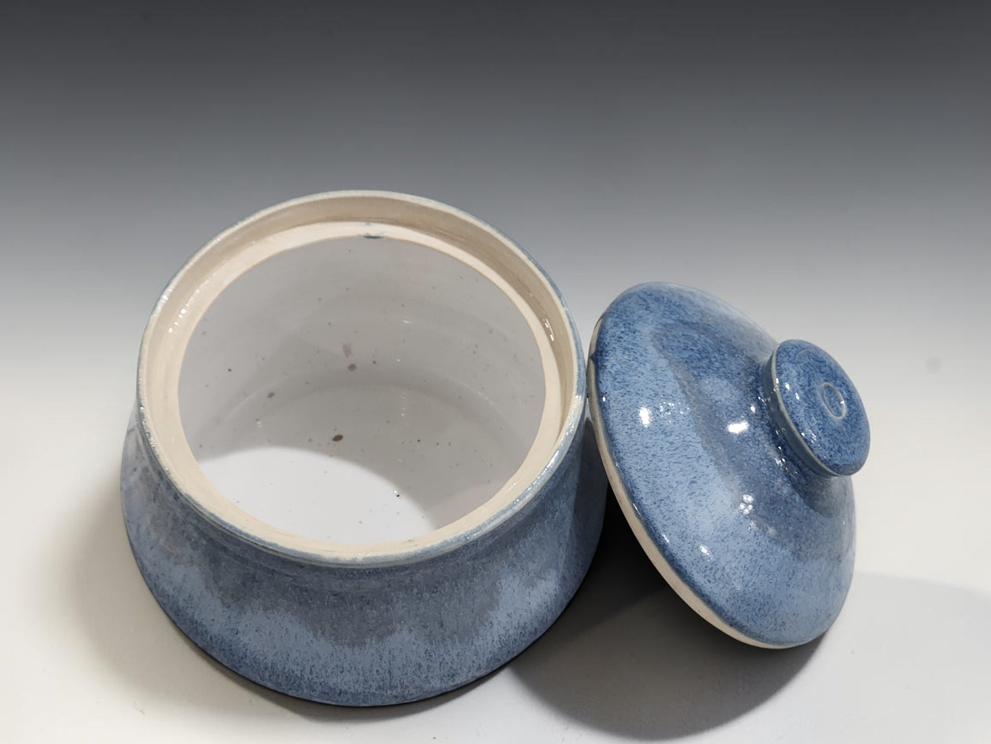 Handmade ceramic lidded bowl for kitchen bench or coffee table use