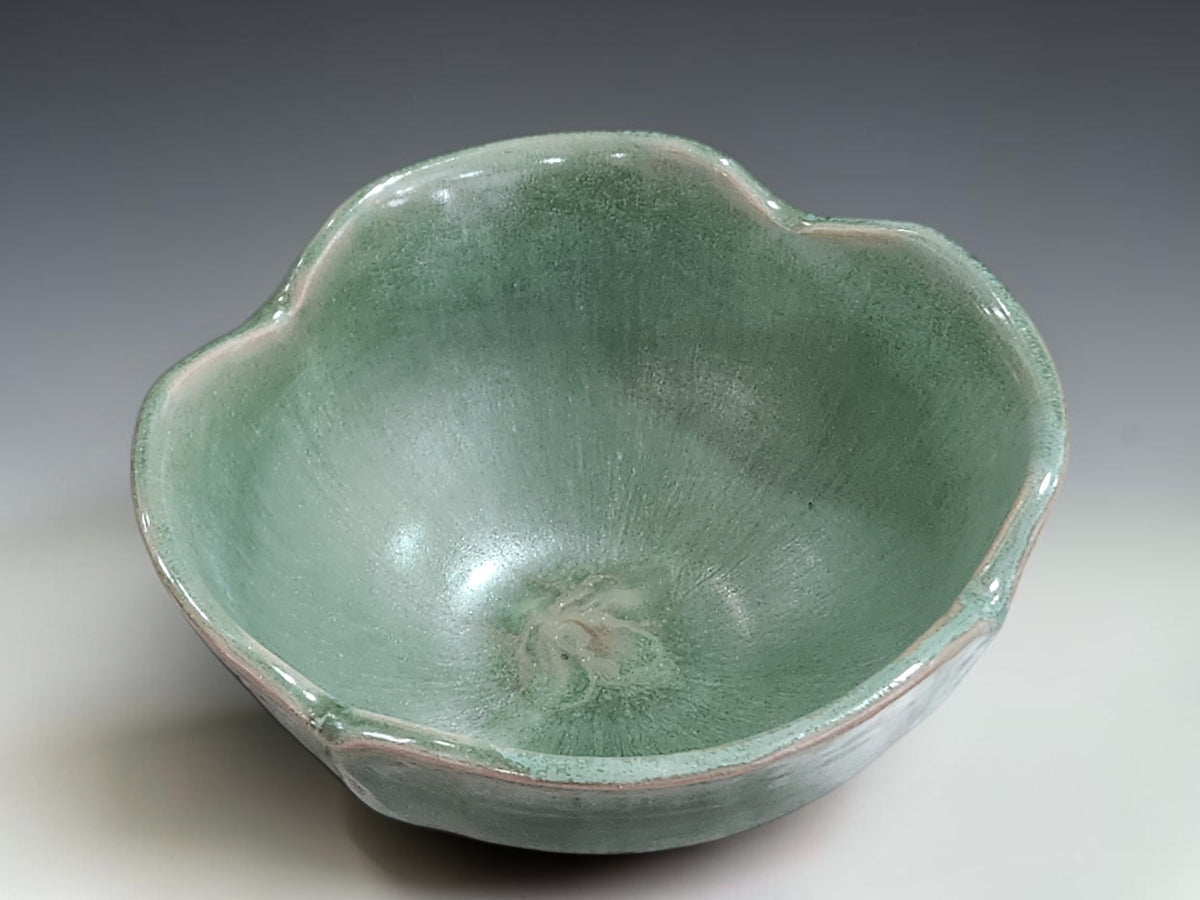 Buxton Pottery handmade seafoam green bowls with natural glaze movement and organic form