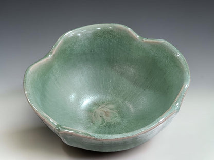 Buxton Pottery handmade seafoam green bowls with natural glaze movement and organic form