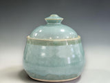 Handmade pottery sugar bowl with matching lid, wheel-thrown and glazed by Buxton Pottery in Melbourne, showcasing contemporary Australian ceramics.