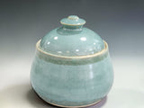 Artisan ceramic sugar bowl handcrafted in Melbourne, featuring a calming green glaze and practical lidded design for everyday kitchen use.