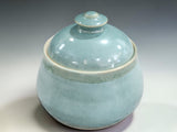 Unique handmade ceramic sugar pot with fitted lid, created by Melbourne potter Buxton Pottery using traditional pottery techniques.