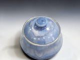 Blue stoneware sugar bowl for coffee and tea station