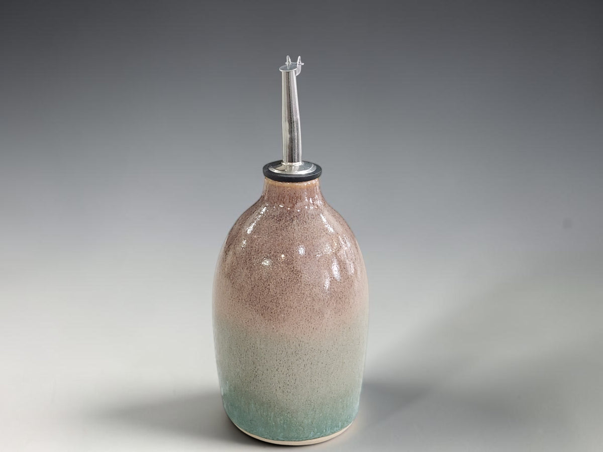 size view of a handmade oil cruet made in Australia 
