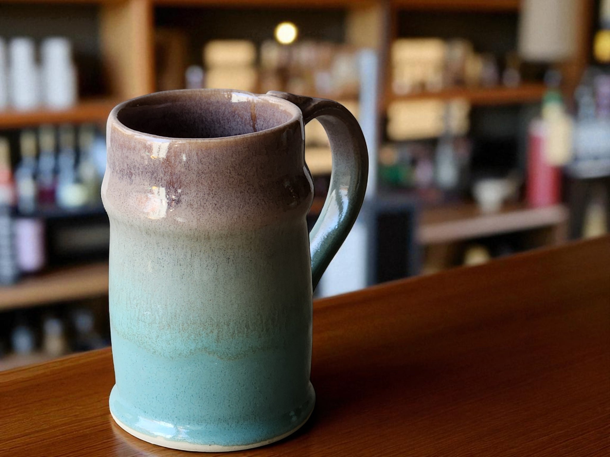 Handmade Ceramic Stein – Oatmeal & Green Pottery Mug - Buxton Pottery