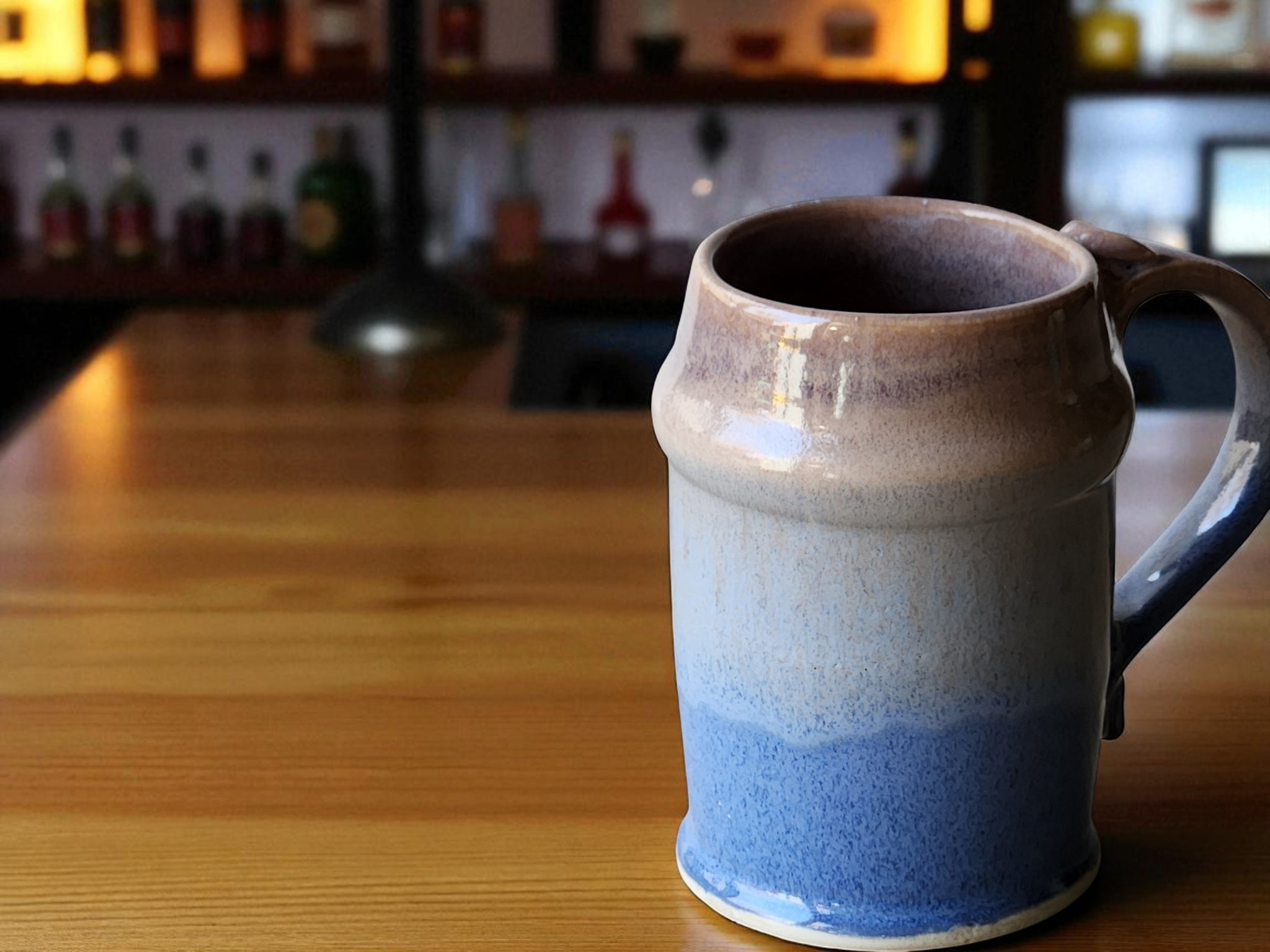 Handmade Ceramic Stein – Oatmeal & Blue Pottery Mug - Buxton Pottery
