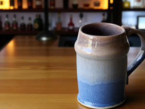 Handmade Ceramic Stein – Oatmeal & Blue Pottery Mug - Buxton Pottery