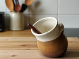Handmade ceramic salt pig with timber spoon