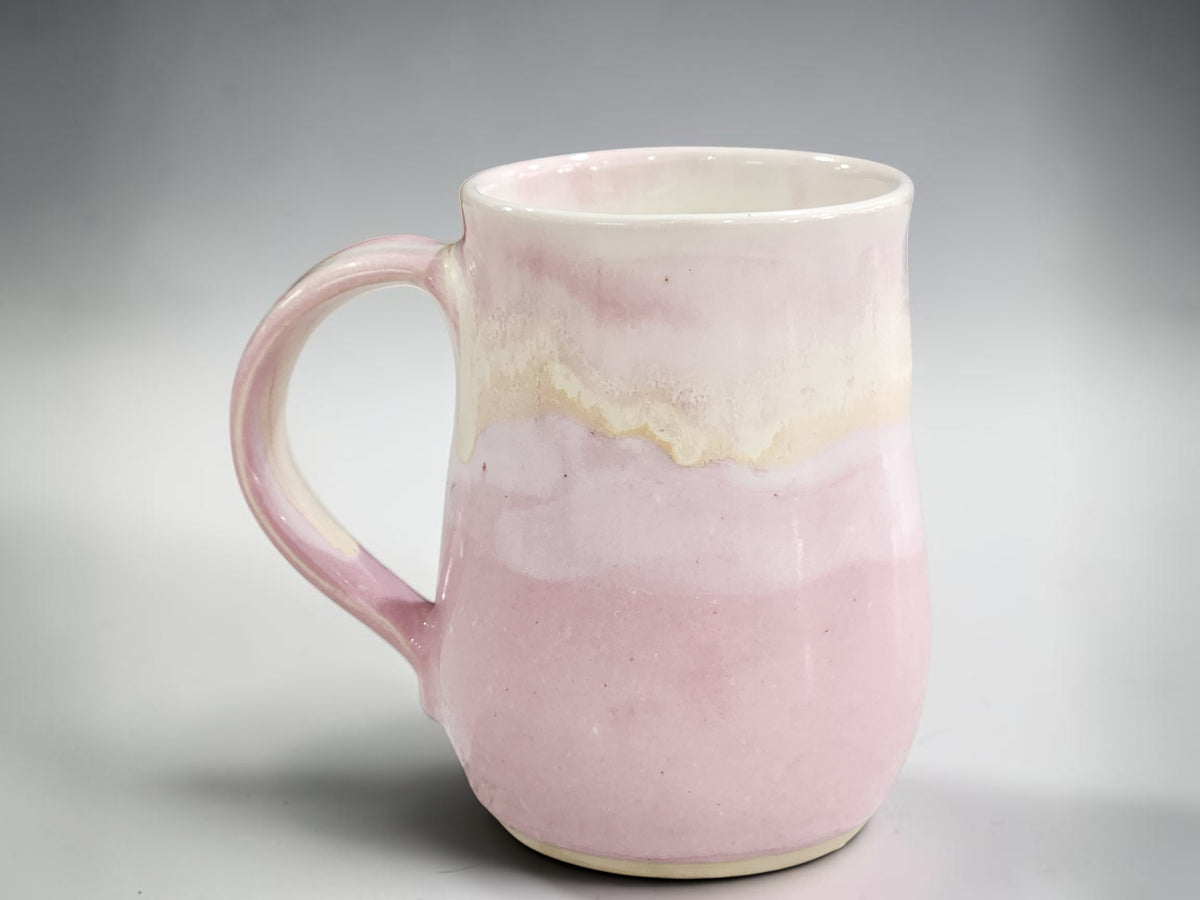 Handmade 400ml ceramic coffee mug in pink, unique pottery gift from Melbourne