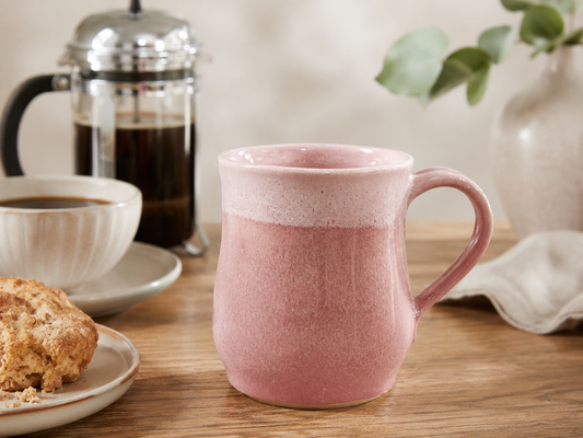 handmade pink ceramic mug hero image 400ml pottery coffee cup Melbourne Australia