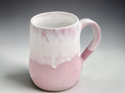 400ml handmade ceramic coffee mug in blush pink and cream glaze