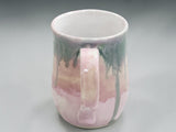 Buxton Pottery handmade mug in pink and green tones