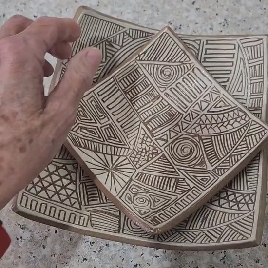 Handmade pottery bowl - Ceramic serving or centrepiece -Red Centre display - small and medium bowls