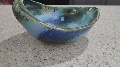 Large Handmade Ceramic Serving Bowl – Sculptural Blue Green Pottery Bowl – Australian Handmade