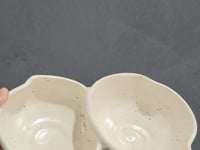 Handmade Double Snack Bowl – Speckled Cream Ceramic Divided Serving Bowl