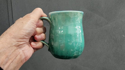 Green Crystalline Porcelain Mug 350ml Handmade in Melbourne
