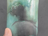 Handmade Ceramic Tumbler – Turquoise Green Pottery Cup 250ml