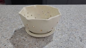 Handmade Pottery Berry Bowl with Saucer – Speckled Cream Ceramic – Melbourne Made