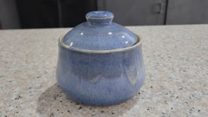 Handmade Blue Ceramic Sugar Bowl with Lid | Australian Pottery Storage Jar