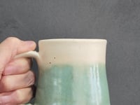 Ceramic Mug – 400ml – Speckled Cream with Green Band Glaze