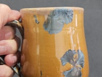 Handmade Ceramic Mug – Amber Glaze with Blue Crystalline Detail | 325ml