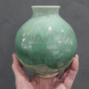 Handmade pottery bottle vase - Mottled Greens moon jar - Ceramic globe vase - unique gift