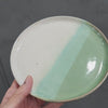 Handmade pottery plate - Australian made-  Ceramic Green and white Bread and butter plate