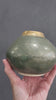 Handmade Ceramic  Moon Jar -Dark Green pottery Bowl with gold rim - Entry way table display Vase