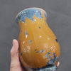 Handmade pottery vase - Crystalline glaze Ceramic Vase -Blue crystals on orange background -