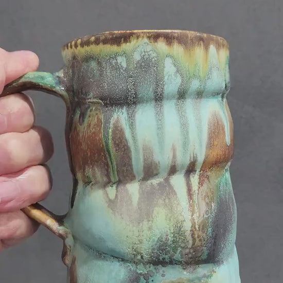 Handmade Pottery Mug 350ml, Ceramic Coffee Mug, Red Brown Interior