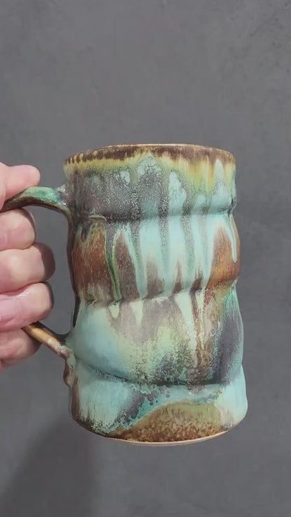 Handmade Pottery Mug 350ml, Ceramic Coffee Mug, Red Brown Interior